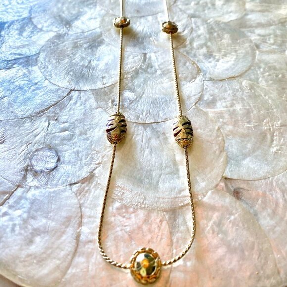 3 For $25 Gold Tone and Enamel Long Necklace - Picture 2 of 6